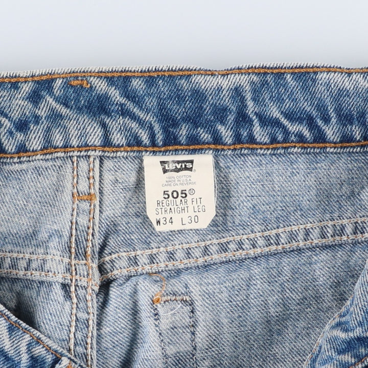 1990'S Levi's 505-4891 Regular Fit Straight Leg Tapered Denim Pants, Made in USA, Men's Size W33 (approx.), Vintage cotton blue type Vintage Second Hand