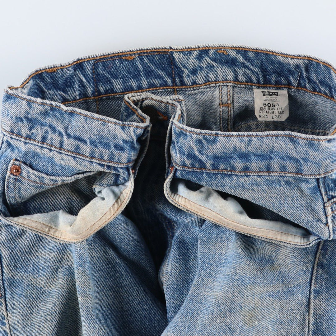 1990'S Levi's 505-4891 Regular Fit Straight Leg Tapered Denim Pants, Made in USA, Men's Size W33 (approx.), Vintage cotton blue type Vintage Second Hand