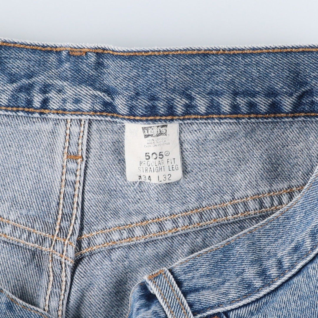 00'S Levi's 505 REGULAR FIT STRAIGHT LEG tapered denim pants made in USA, men's size w34 cotton Blue type light blue Vintage Second Hand