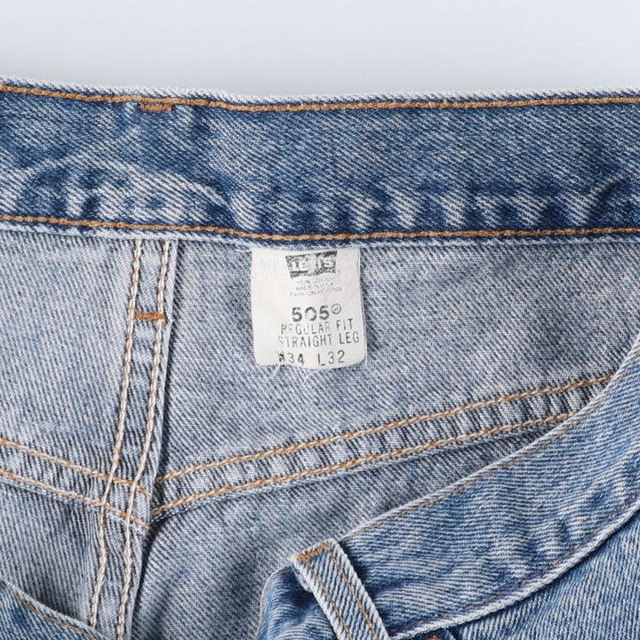 00'S Levi's 505 REGULAR FIT STRAIGHT LEG tapered denim pants made in USA, men's size w34 cotton Blue type light blue Vintage Second Hand