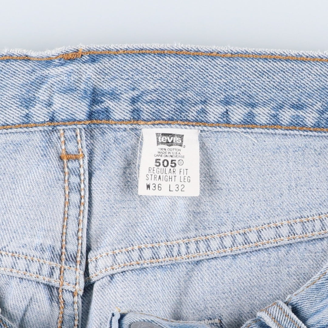 Levi's 00505-4834 Regular Fit Straight Leg Tapered Denim Pants, Made in USA, Men's Size W36 (approx.), Vintage. cotton blue type Vintage Second Hand