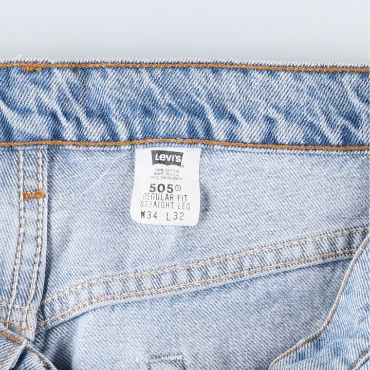 Levi's 00505-4834 Regular Fit Straight Leg Tapered Denim Pants, Made in USA, Men's Size W34 (approx.), Vintage. cotton blue type Vintage Second Hand