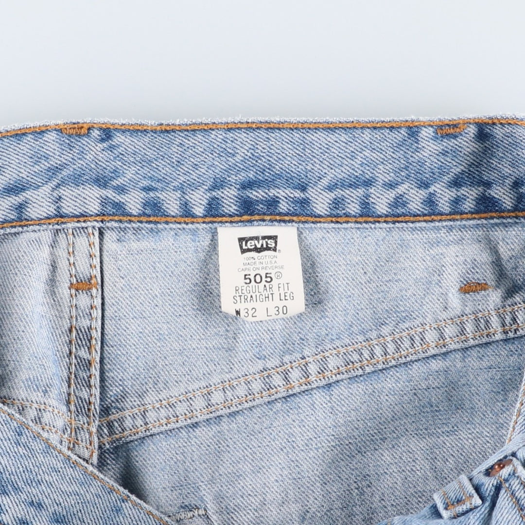 90'S Levi's 00505-4834 Regular Fit Straight Leg Tapered Denim Pants, Made in USA, Men's W30, Vintage cotton blue type Vintage Second Hand