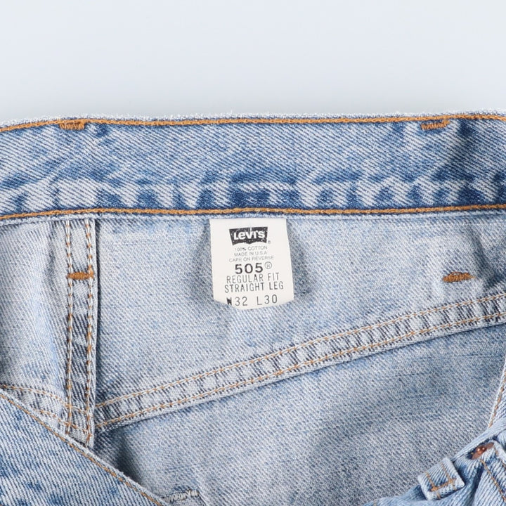 90'S Levi's 00505-4834 Regular Fit Straight Leg Tapered Denim Pants, Made in USA, Men's W30, Vintage cotton blue type Vintage Second Hand