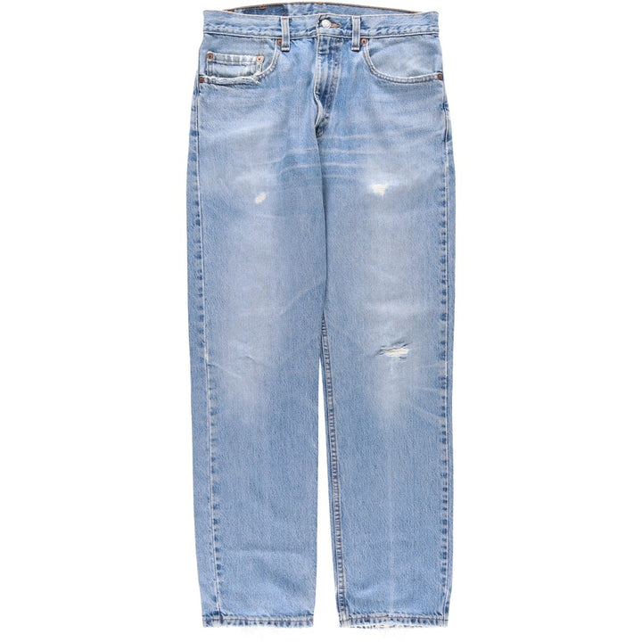 00'S Levi's 505 REGULAR FIT STRAIGHT LEG tapered denim pants made in USA men's w33 equivalent cotton Blue type light blue Vintage Second Hand