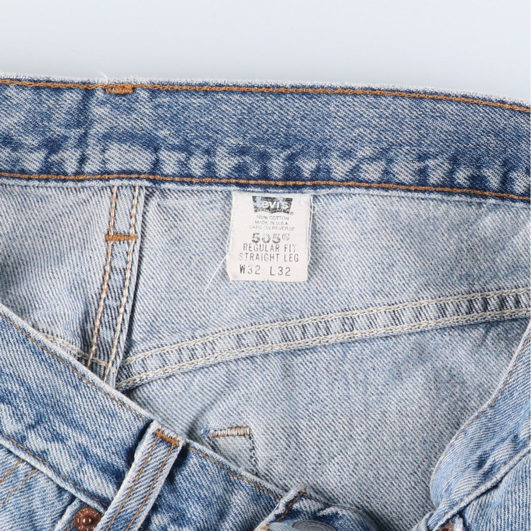 00'S Levi's 505 REGULAR FIT STRAIGHT LEG tapered denim pants made in USA men's w33 equivalent cotton Blue type light blue Vintage Second Hand
