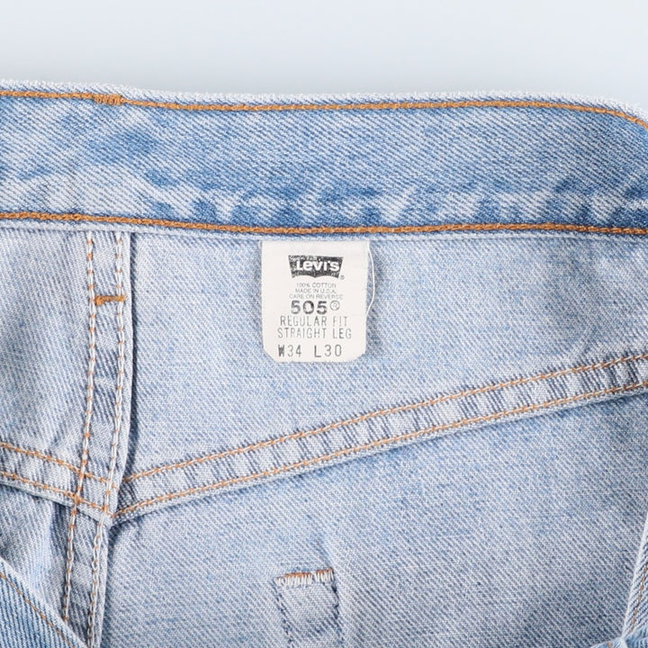 00'S Levi's 505 REGULAR FIT STRAIGHT LEG tapered denim pants made in USA, men's size w32 cotton blue type Vintage Second Hand