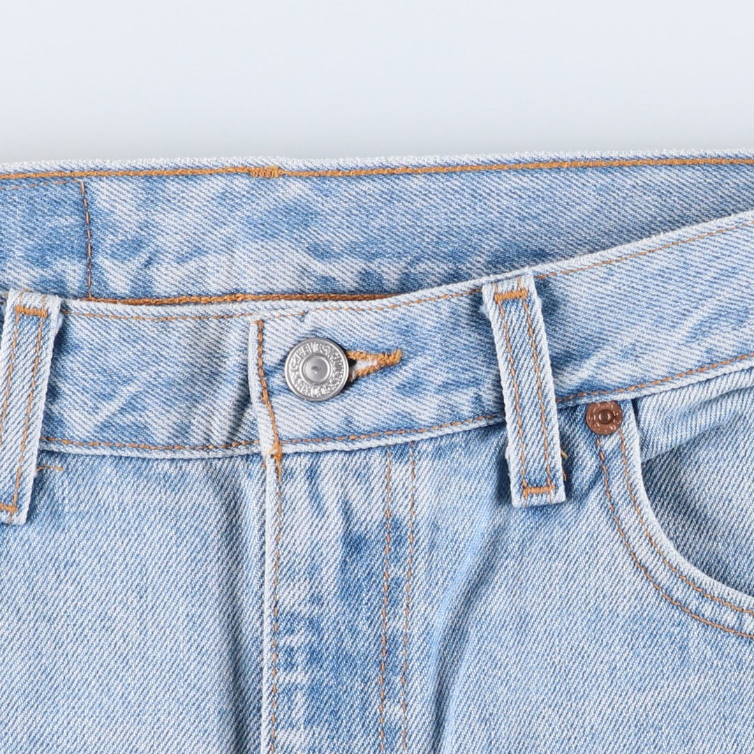 00'S Levi's 505 REGULAR FIT STRAIGHT LEG tapered denim pants made in USA, men's size w32 cotton blue type Vintage Second Hand