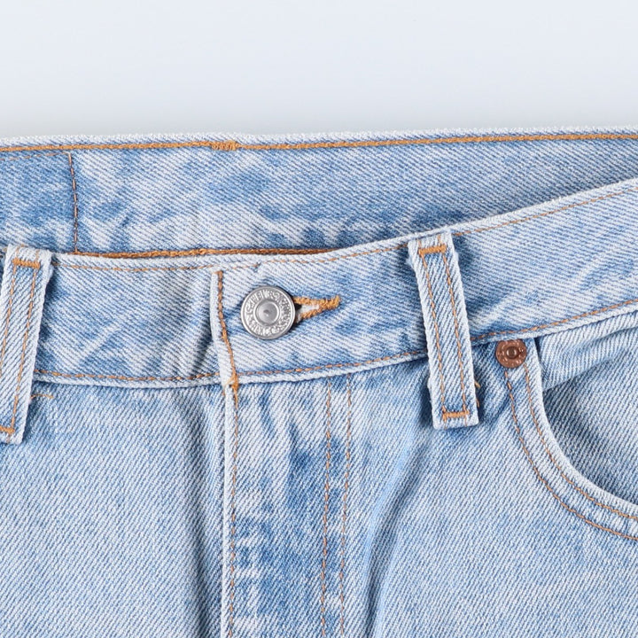 00'S Levi's 505 REGULAR FIT STRAIGHT LEG tapered denim pants made in USA, men's size w32 cotton blue type Vintage Second Hand