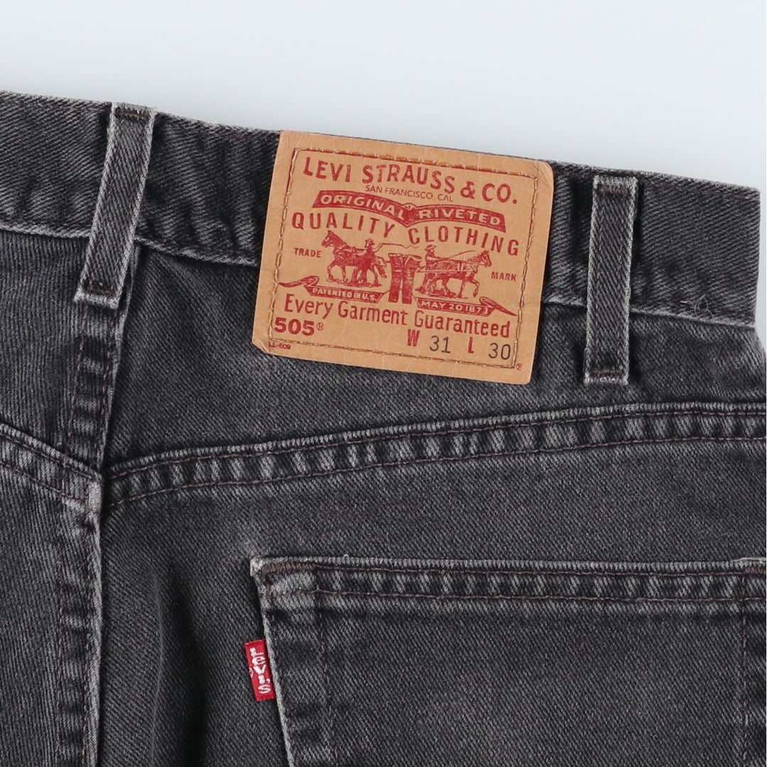 2000'S Levi's 505 Regular Fit Straight Leg Tapered Denim Pants, Black, Men's, Size W30 cotton black type Vintage Second Hand