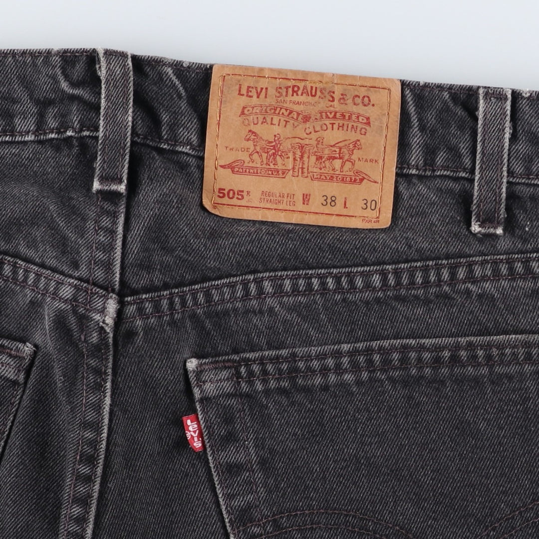 90'S Levi's 505-0260 Regular Fit Straight Leg Black Denim Tapered Jeans, Made in USA, Men's Size W37 (approx.) cotton black type Vintage Second Hand