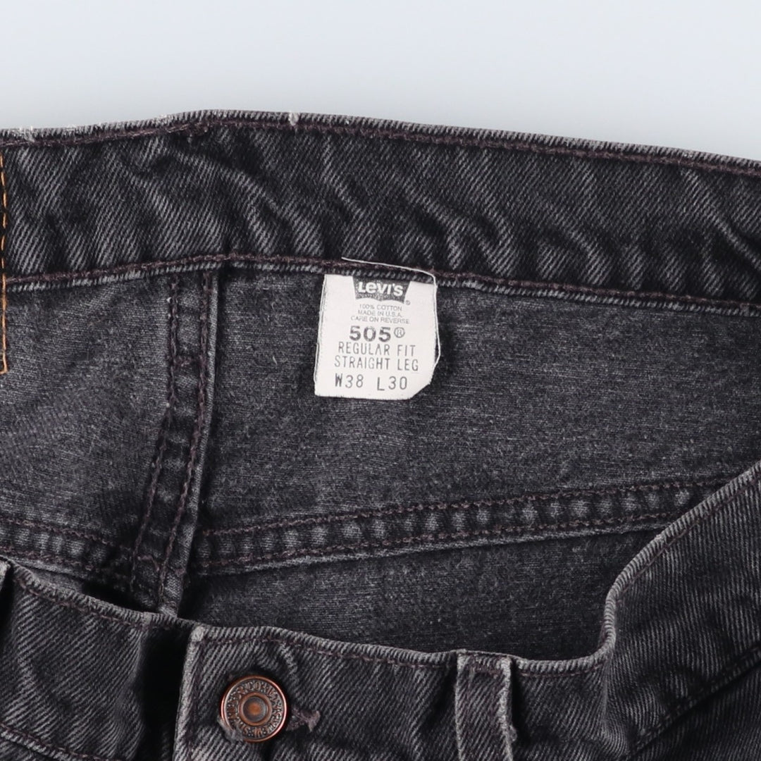 90'S Levi's 505-0260 Regular Fit Straight Leg Black Denim Tapered Jeans, Made in USA, Men's Size W37 (approx.) cotton black type Vintage Second Hand