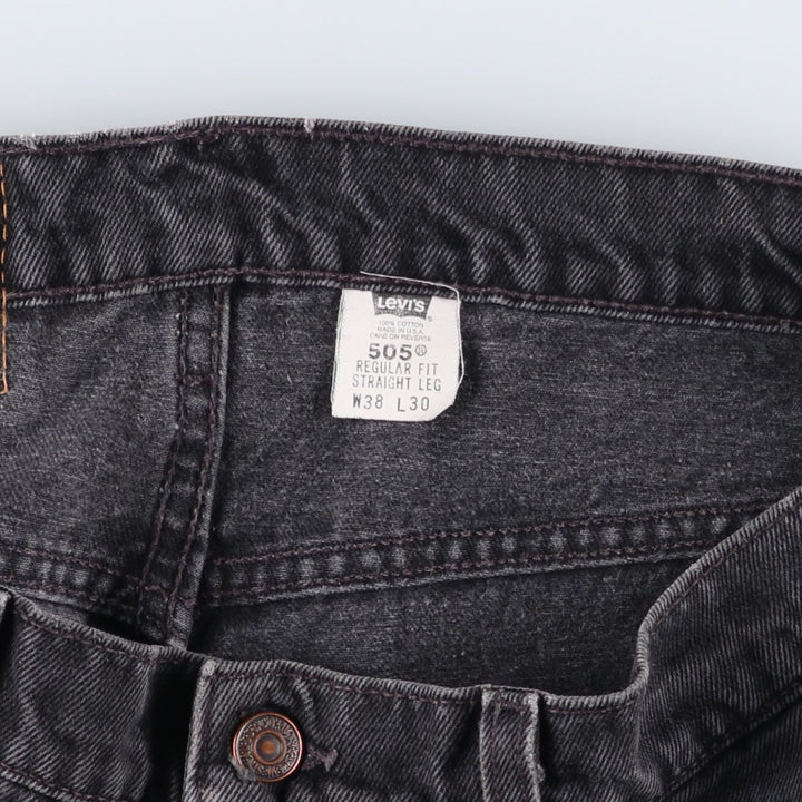 90'S Levi's 505-0260 Regular Fit Straight Leg Black Denim Tapered Jeans, Made in USA, Men's Size W37 (approx.) cotton black type Vintage Second Hand