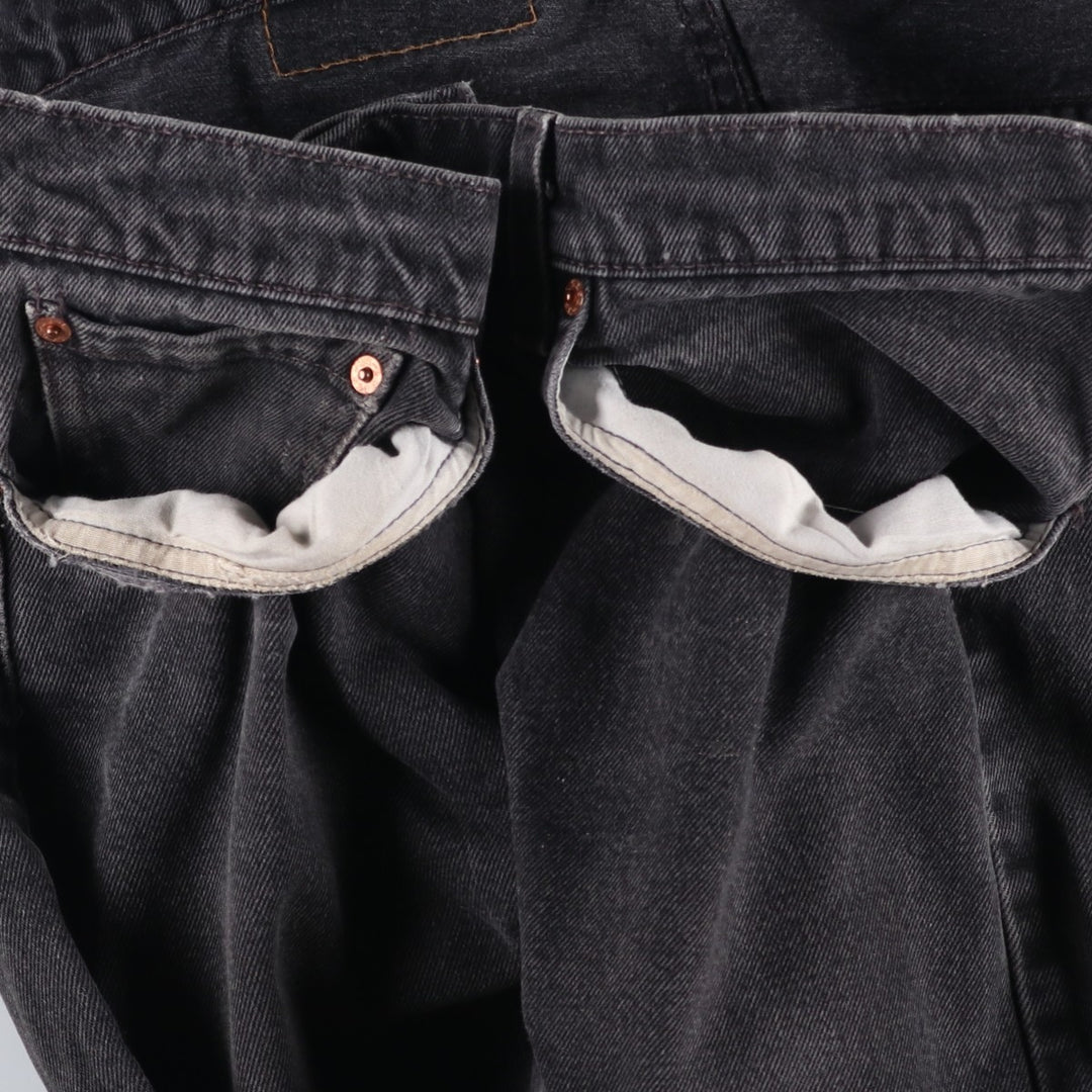 90'S Levi's 505-0260 Regular Fit Straight Leg Black Denim Tapered Jeans, Made in USA, Men's Size W37 (approx.) cotton black type Vintage Second Hand