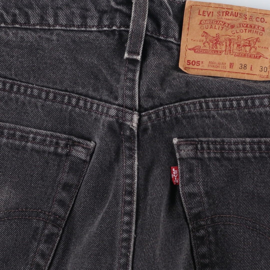 90'S Levi's 505-0260 Regular Fit Straight Leg Black Denim Tapered Jeans, Made in USA, Men's Size W37 (approx.) cotton black type Vintage Second Hand