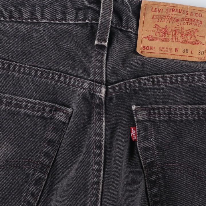 90'S Levi's 505-0260 Regular Fit Straight Leg Black Denim Tapered Jeans, Made in USA, Men's Size W37 (approx.) cotton black type Vintage Second Hand