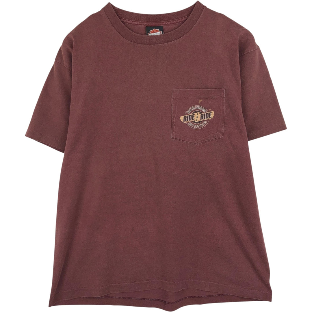 Harley-Davidson Motorcycle Bike T-shirt Made in USA Men's L size cotton red type reddish brown Vintage Second Hand