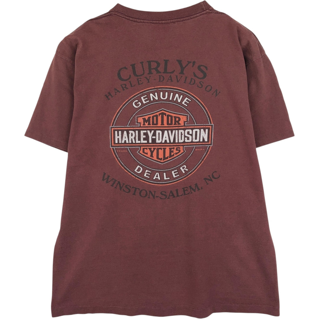 Harley-Davidson Motorcycle Bike T-shirt Made in USA Men's L size cotton red type reddish brown Vintage Second Hand