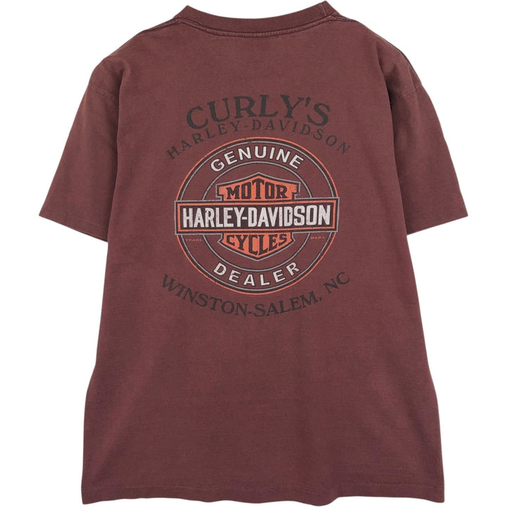 Harley-Davidson Motorcycle Bike T-shirt Made in USA Men's L size cotton red type reddish brown Vintage Second Hand