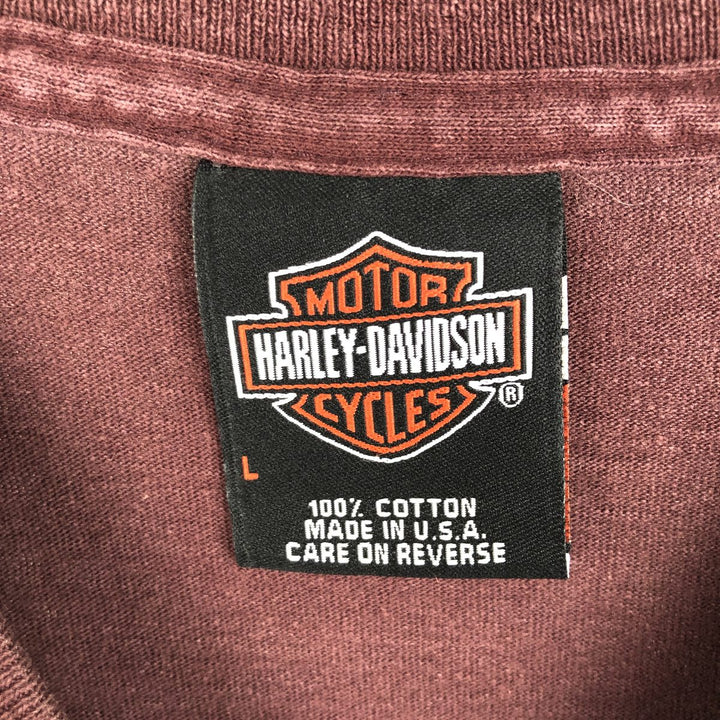 Harley-Davidson Motorcycle Bike T-shirt Made in USA Men's L size cotton red type reddish brown Vintage Second Hand
