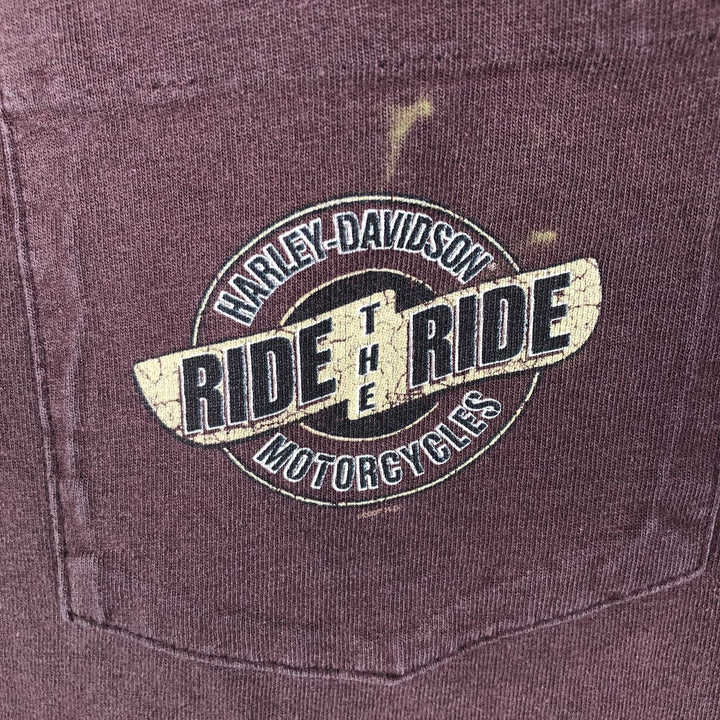 Harley-Davidson Motorcycle Bike T-shirt Made in USA Men's L size cotton red type reddish brown Vintage Second Hand