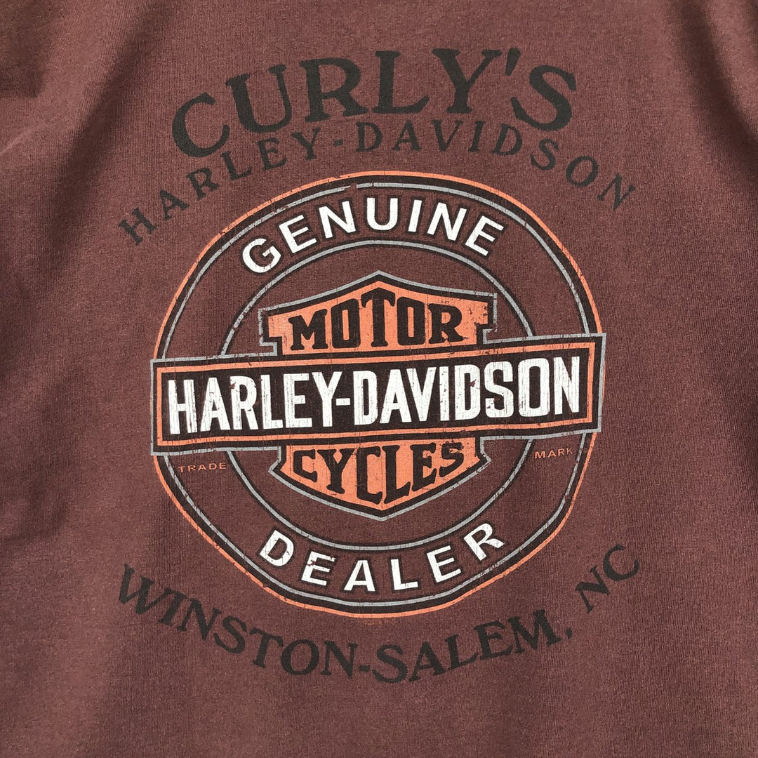 Harley-Davidson Motorcycle Bike T-shirt Made in USA Men's L size cotton red type reddish brown Vintage Second Hand