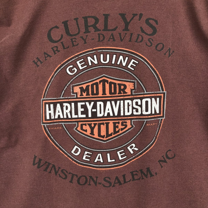 Harley-Davidson Motorcycle Bike T-shirt Made in USA Men's L size cotton red type reddish brown Vintage Second Hand