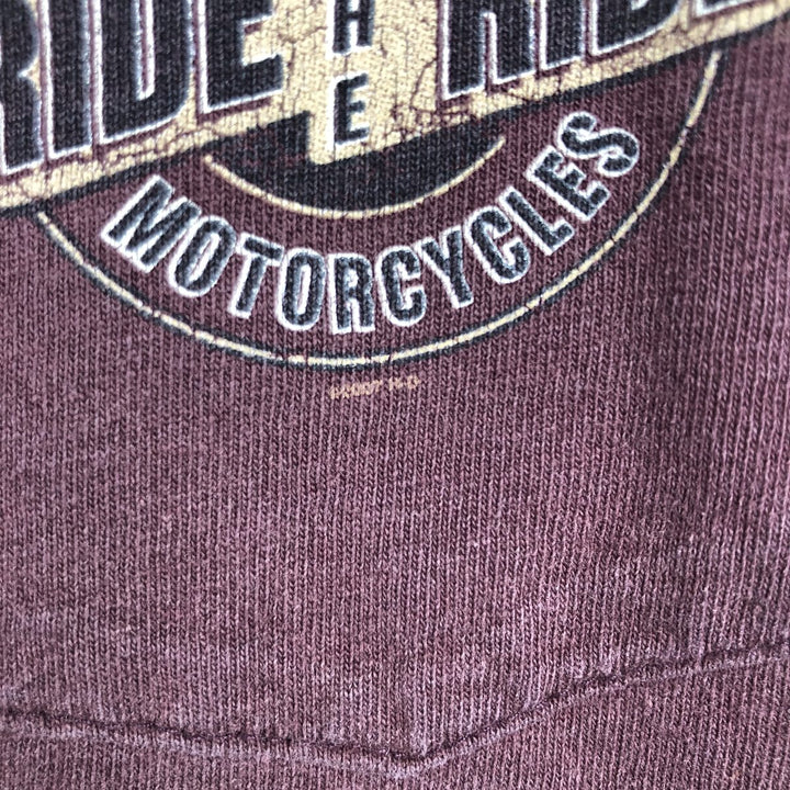 Harley-Davidson Motorcycle Bike T-shirt Made in USA Men's L size cotton red type reddish brown Vintage Second Hand