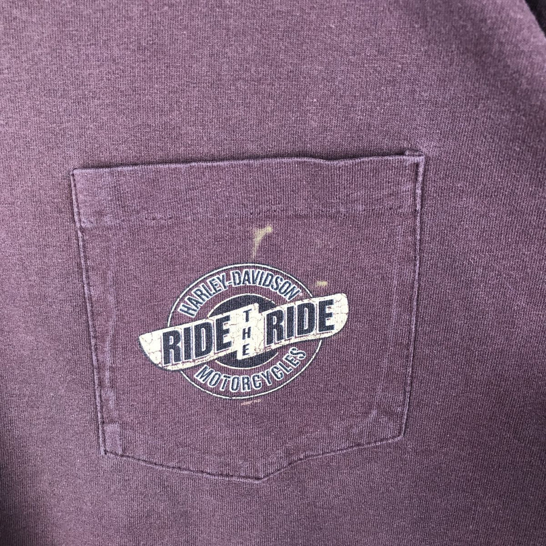 Harley-Davidson Motorcycle Bike T-shirt Made in USA Men's L size cotton red type reddish brown Vintage Second Hand