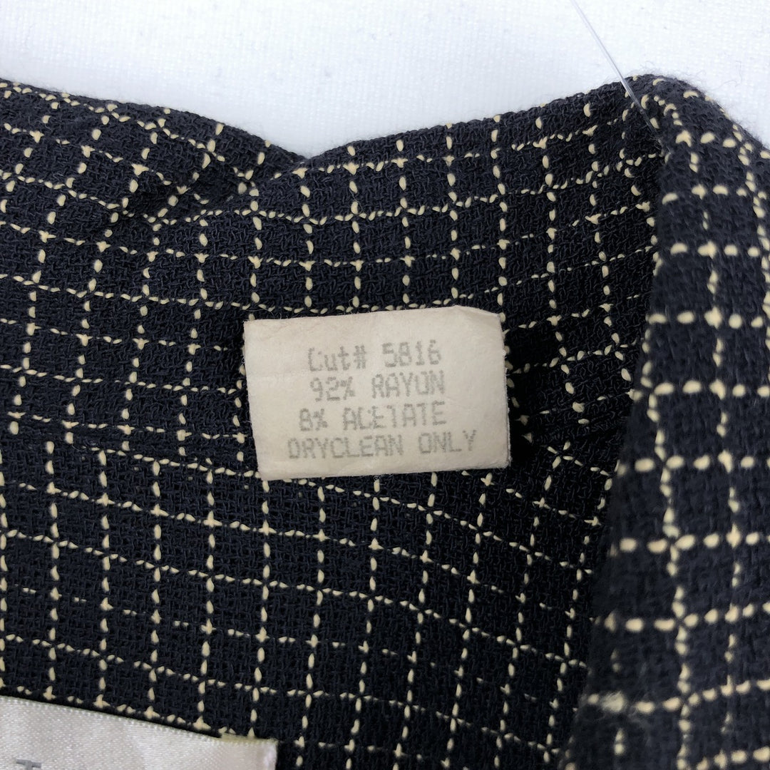 DIRECTION Check Pattern Short-Sleeve Open Collar Rayon Shirt, Boxy Shirt, Made in USA, Men's Size L Rayon black type Vintage Second Hand