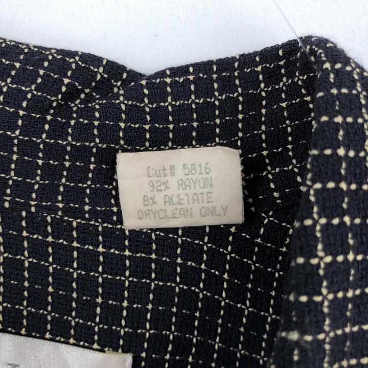 DIRECTION Check Pattern Short-Sleeve Open Collar Rayon Shirt, Boxy Shirt, Made in USA, Men's Size L Rayon black type Vintage Second Hand