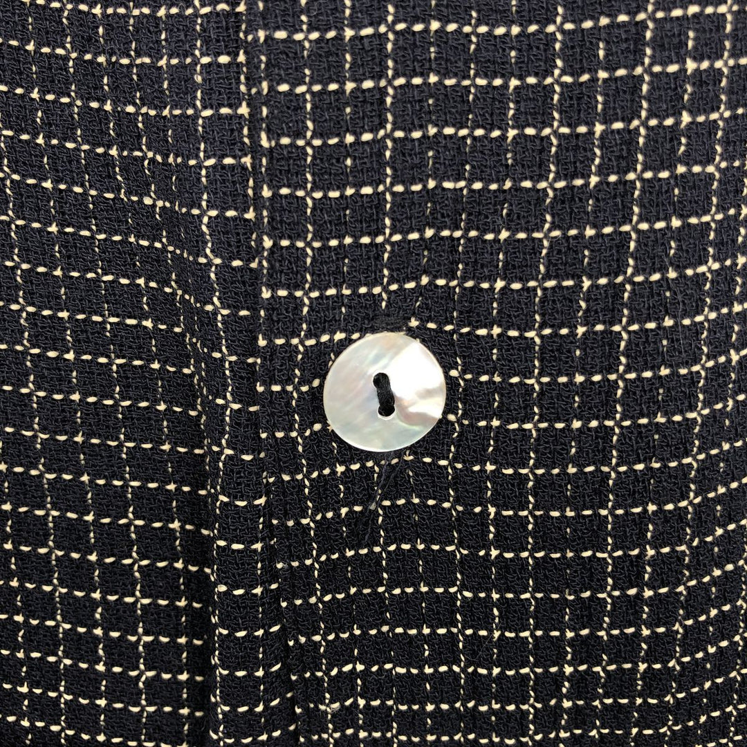 DIRECTION Check Pattern Short-Sleeve Open Collar Rayon Shirt, Boxy Shirt, Made in USA, Men's Size L Rayon black type Vintage Second Hand
