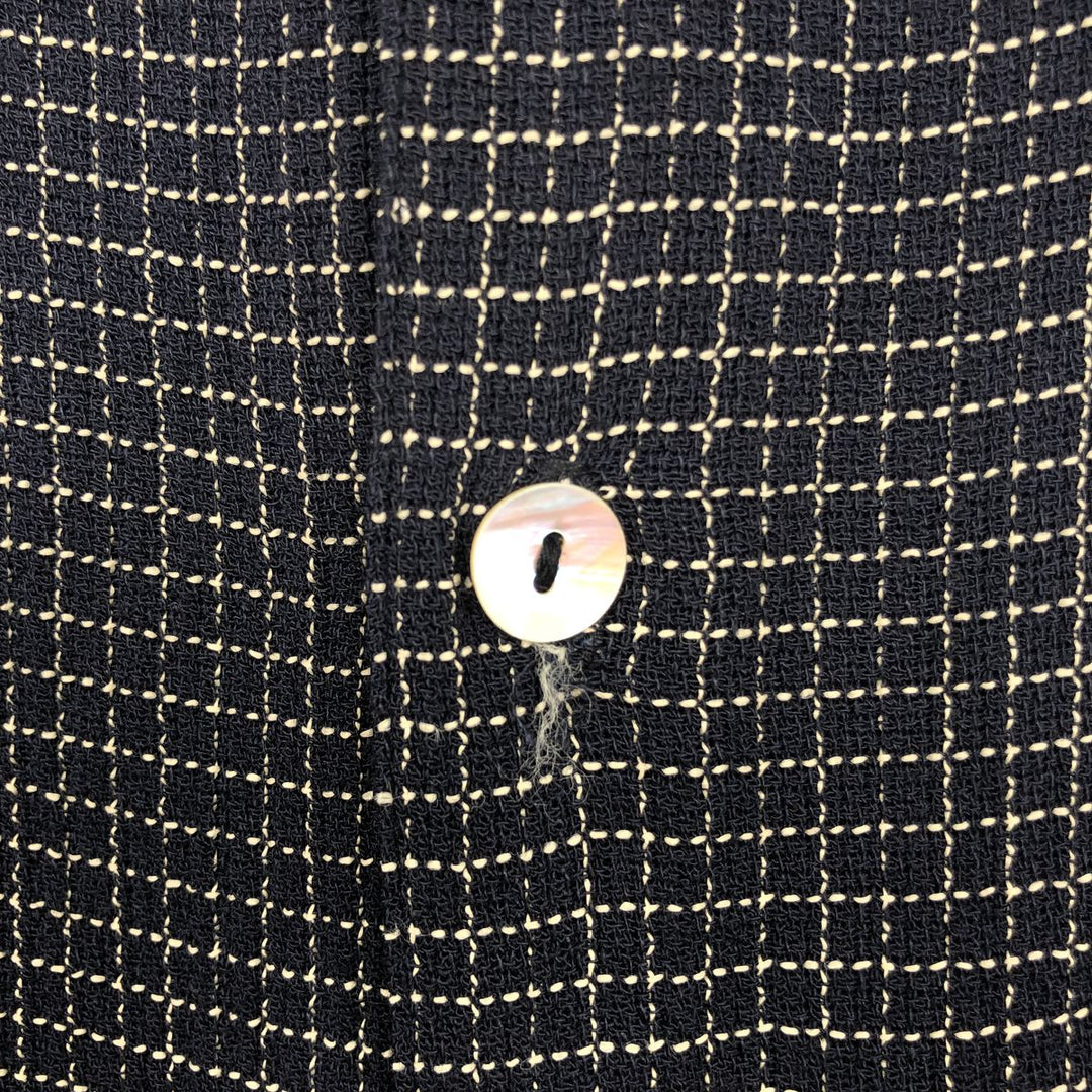 DIRECTION Check Pattern Short-Sleeve Open Collar Rayon Shirt, Boxy Shirt, Made in USA, Men's Size L Rayon black type Vintage Second Hand