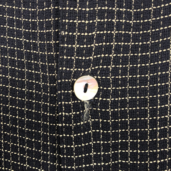 DIRECTION Check Pattern Short-Sleeve Open Collar Rayon Shirt, Boxy Shirt, Made in USA, Men's Size L Rayon black type Vintage Second Hand