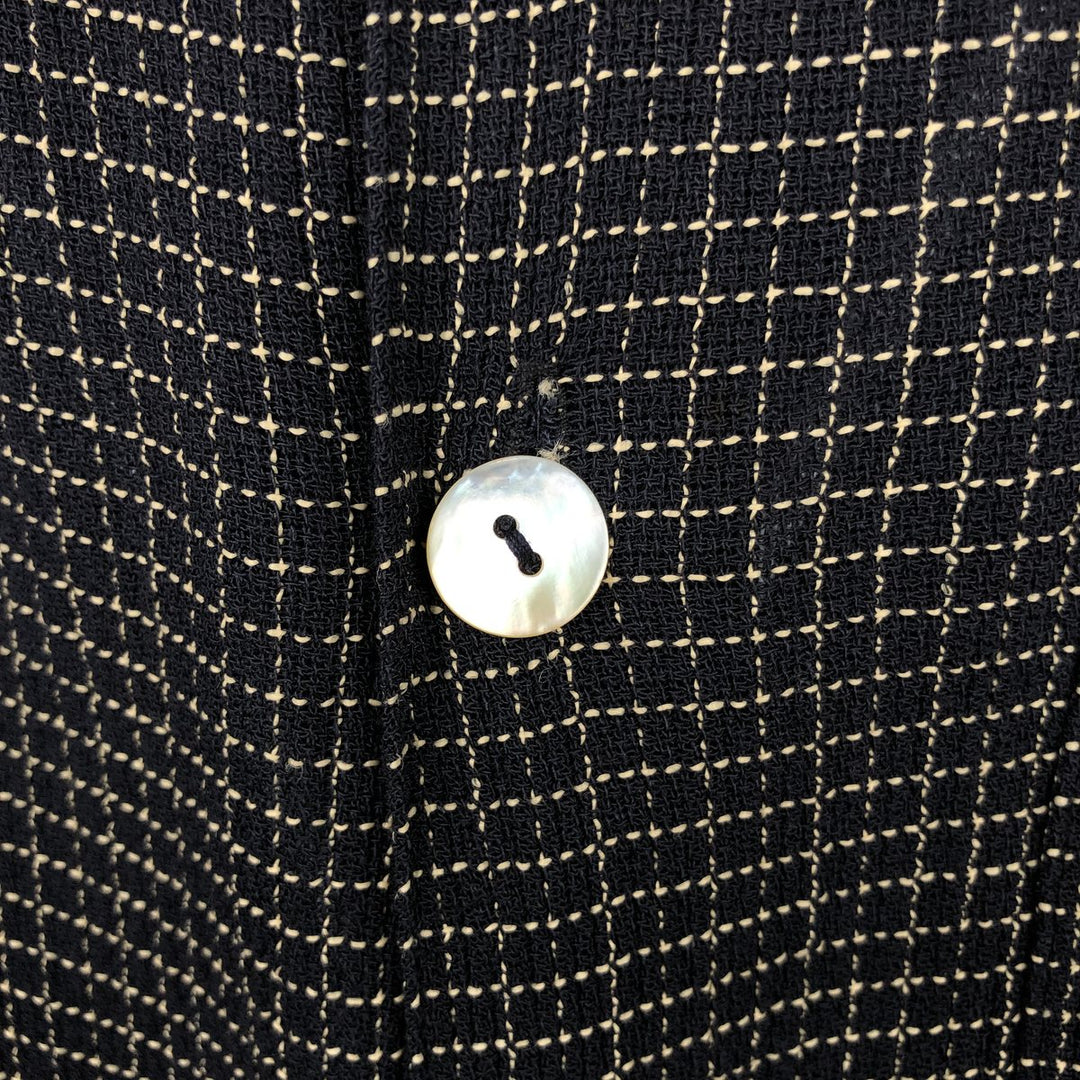 DIRECTION Check Pattern Short-Sleeve Open Collar Rayon Shirt, Boxy Shirt, Made in USA, Men's Size L Rayon black type Vintage Second Hand