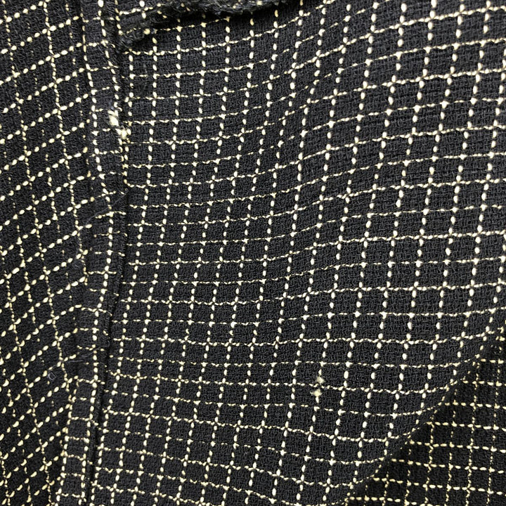 DIRECTION Check Pattern Short-Sleeve Open Collar Rayon Shirt, Boxy Shirt, Made in USA, Men's Size L Rayon black type Vintage Second Hand