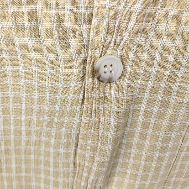 90s-era BACHRACH check pattern short-sleeved open-collar rayon shirt, boxy fit, made in USA, men's size XL equivalent, vintage. Rayon yellow type Vintage Second Hand