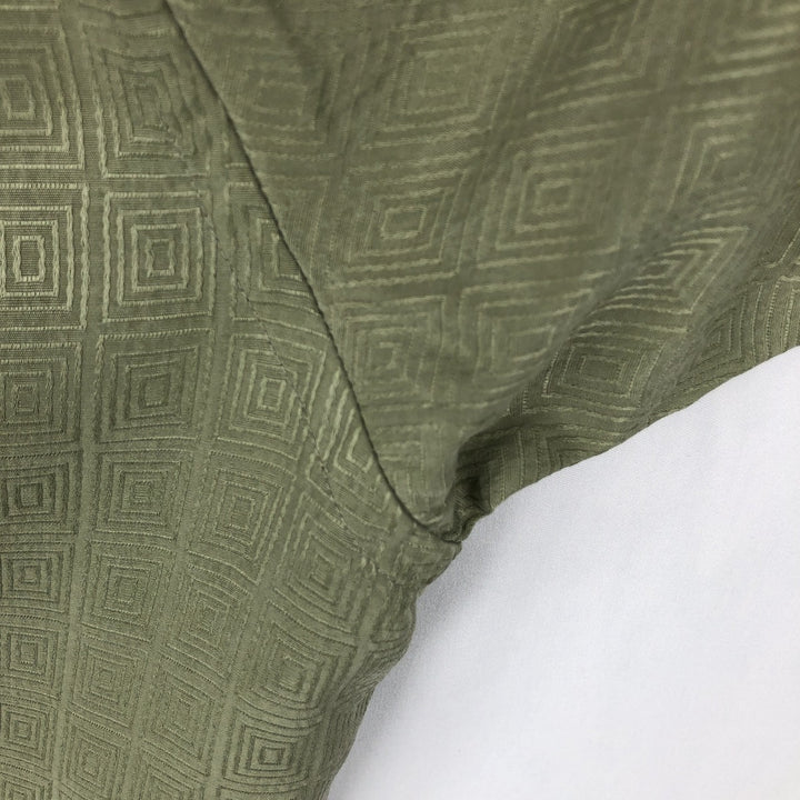 Perry Ellis All-over Print Short Sleeve Open Collar Silk Shirt Box Shirt Men's XL silk green type yellow green Vintage Second Hand