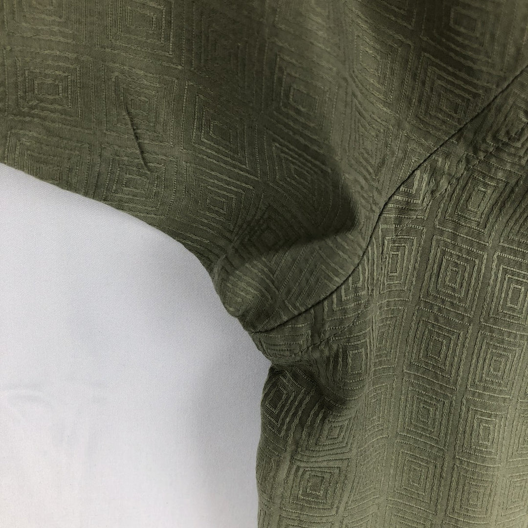 Perry Ellis All-over Print Short Sleeve Open Collar Silk Shirt Box Shirt Men's XL silk green type yellow green Vintage Second Hand