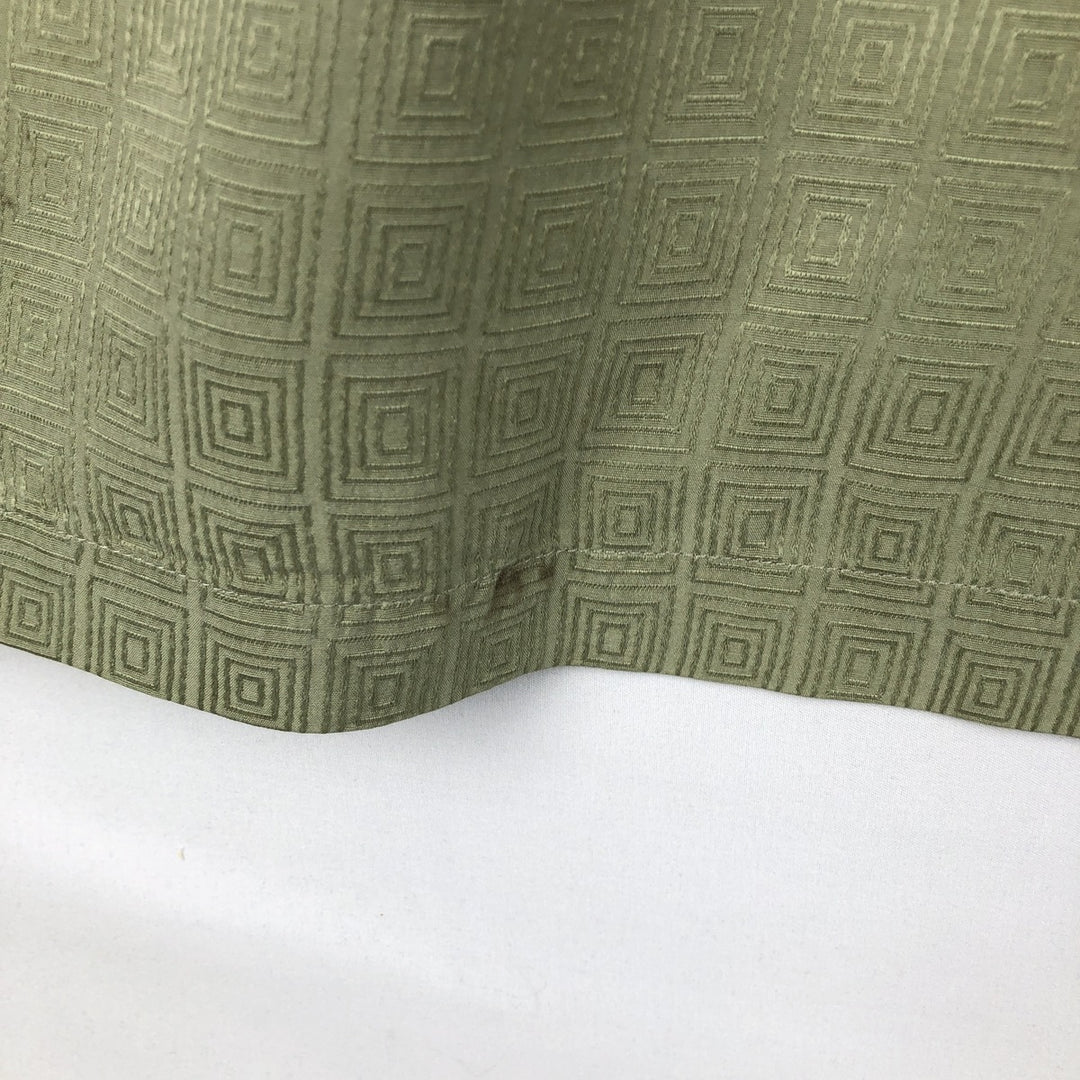 Perry Ellis All-over Print Short Sleeve Open Collar Silk Shirt Box Shirt Men's XL silk green type yellow green Vintage Second Hand