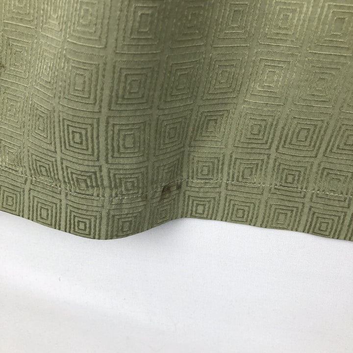 Perry Ellis All-over Print Short Sleeve Open Collar Silk Shirt Box Shirt Men's XL silk green type yellow green Vintage Second Hand
