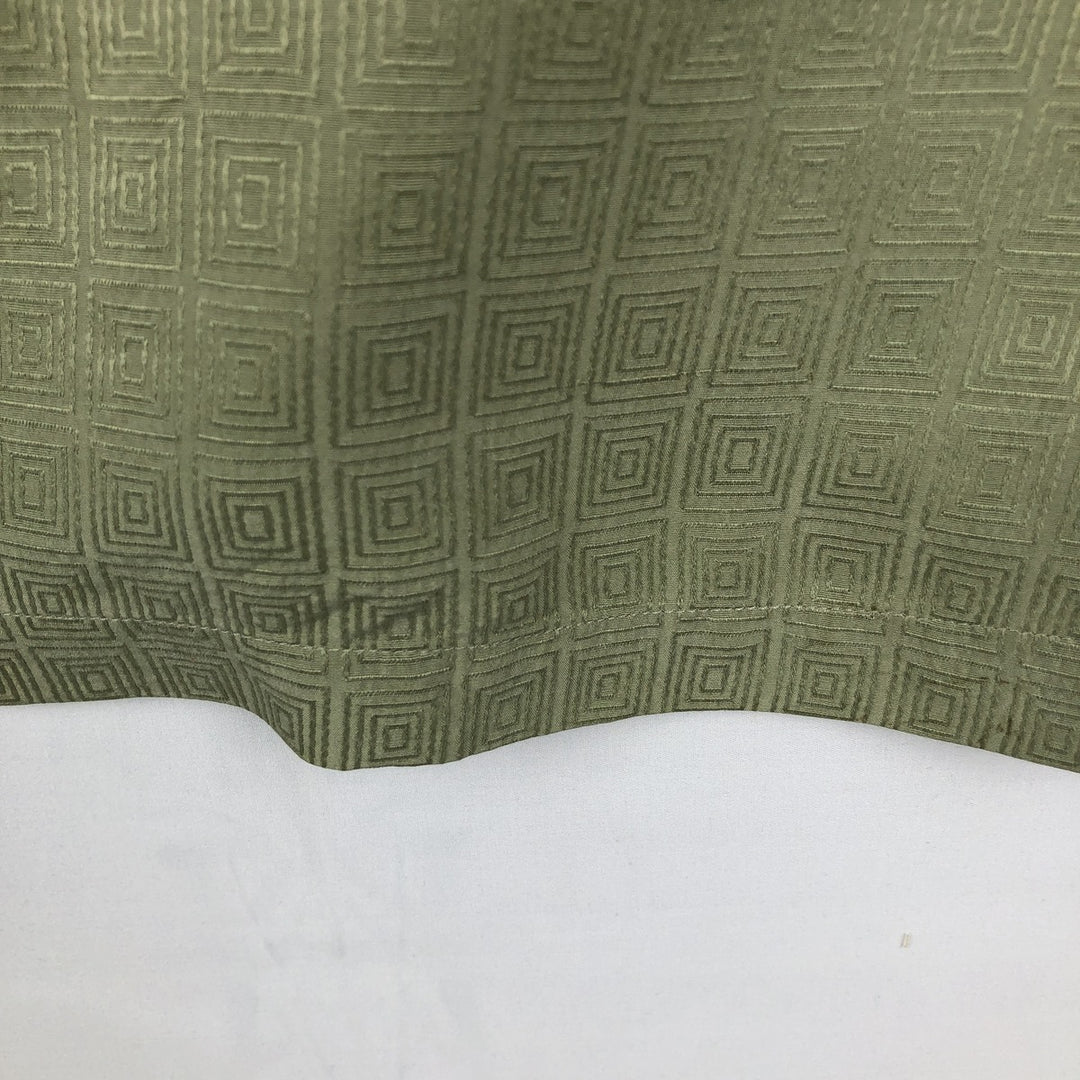 Perry Ellis All-over Print Short Sleeve Open Collar Silk Shirt Box Shirt Men's XL silk green type yellow green Vintage Second Hand