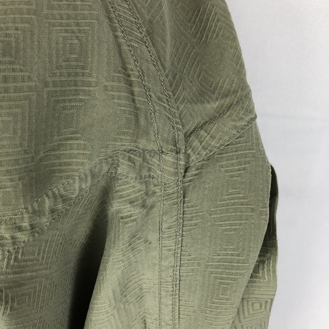Perry Ellis All-over Print Short Sleeve Open Collar Silk Shirt Box Shirt Men's XL silk green type yellow green Vintage Second Hand