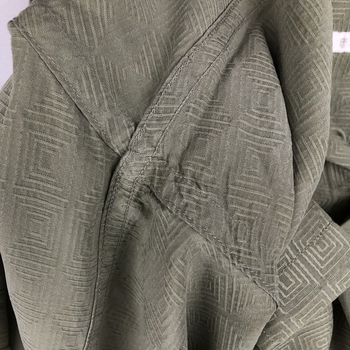 Perry Ellis All-over Print Short Sleeve Open Collar Silk Shirt Box Shirt Men's XL silk green type yellow green Vintage Second Hand