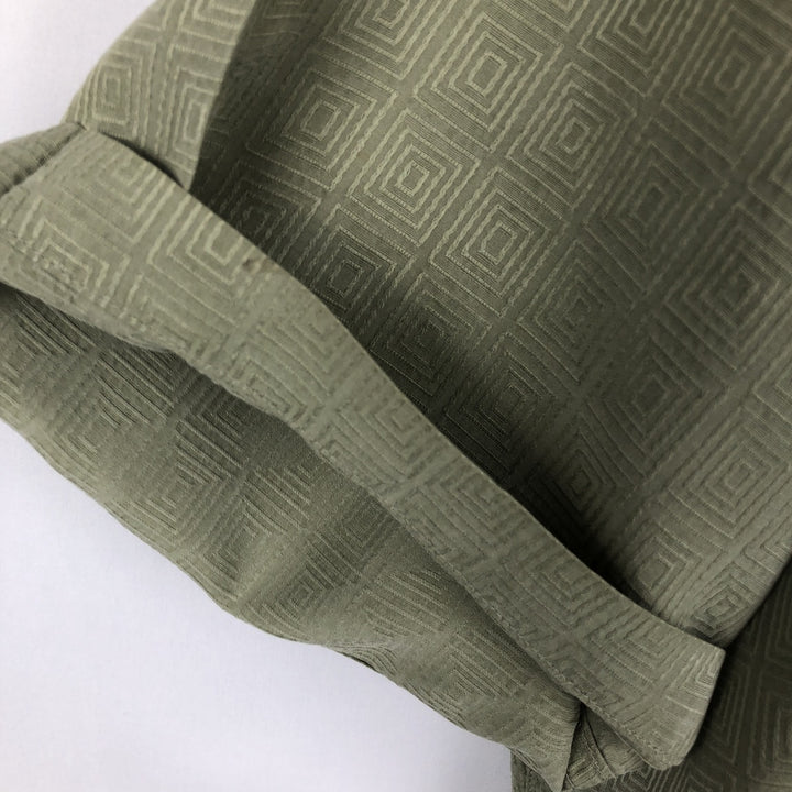 Perry Ellis All-over Print Short Sleeve Open Collar Silk Shirt Box Shirt Men's XL silk green type yellow green Vintage Second Hand