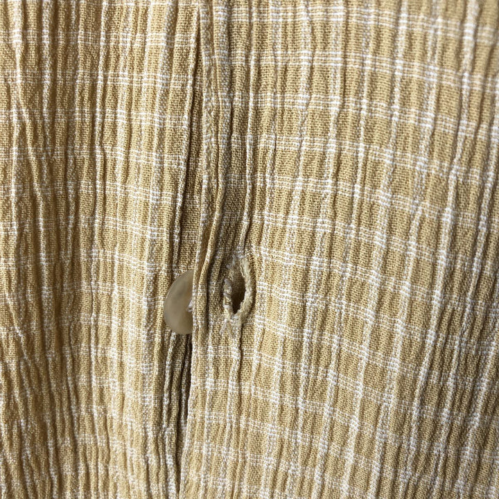 Jay y. Ko Check Pattern Short-Sleeve Open Collar Rayon Shirt, Boxy Shirt, Made in USA, Men's XL Equivalent Rayon yellow type Vintage Second Hand