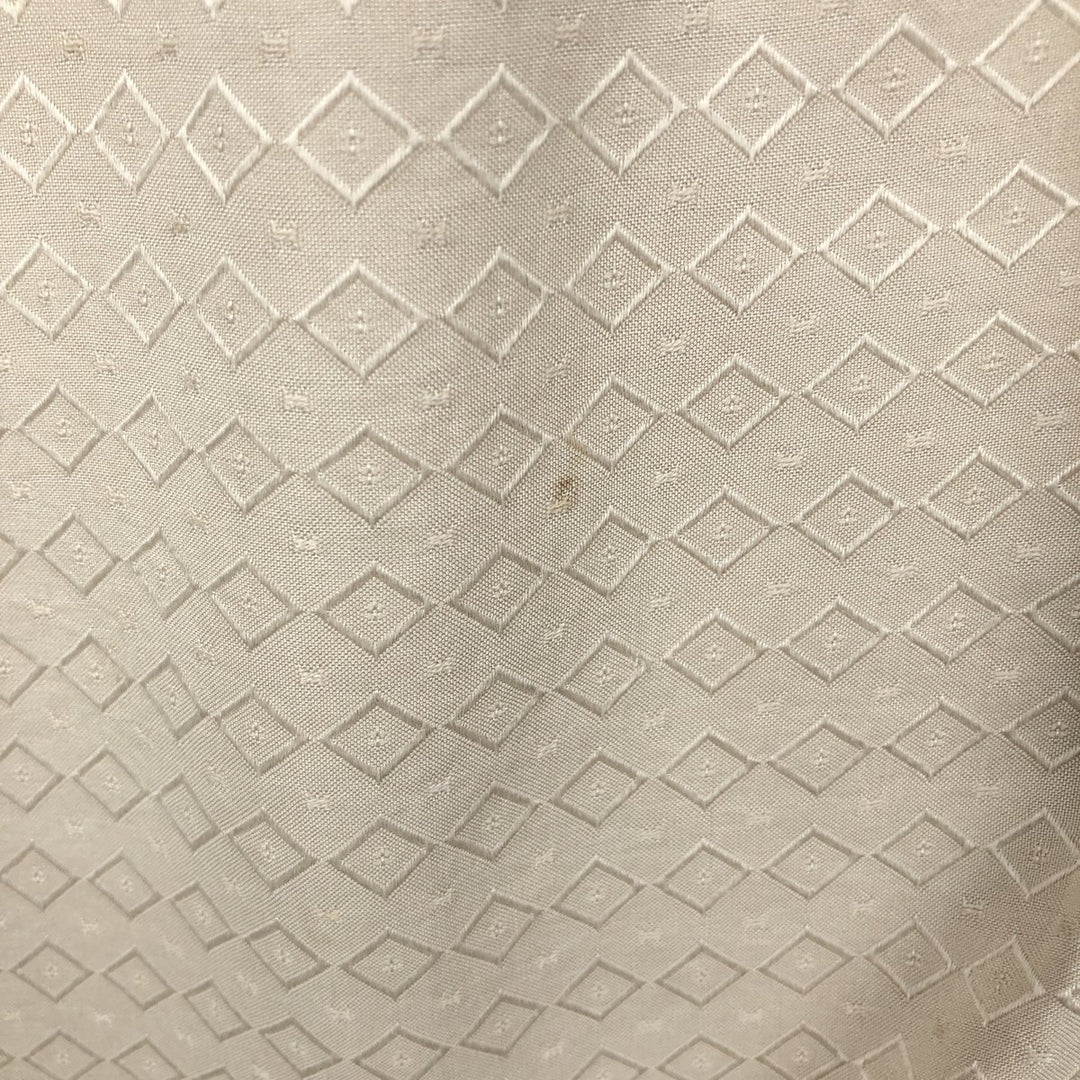 Perry Ellis All-over Print Short Sleeve Open Collar Silk Shirt Box Shirt Men's M Size silk Beige type Vintage Second Hand