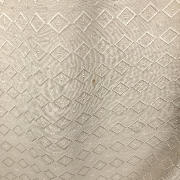 Perry Ellis All-over Print Short Sleeve Open Collar Silk Shirt Box Shirt Men's M Size silk Beige type Vintage Second Hand