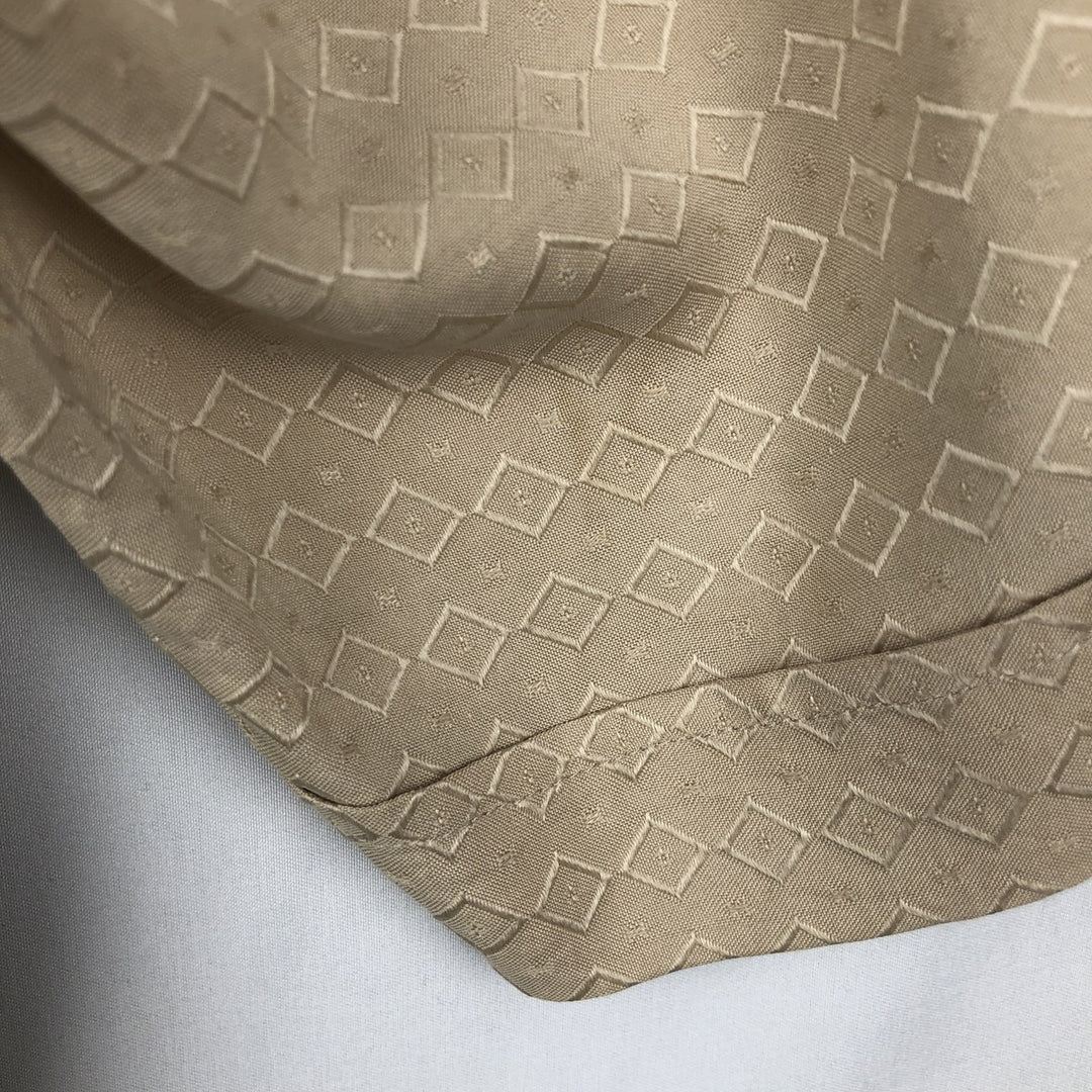 Perry Ellis All-over Print Short Sleeve Open Collar Silk Shirt Box Shirt Men's M Size silk Beige type Vintage Second Hand