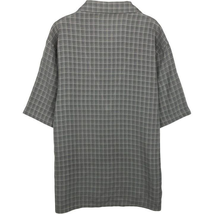 Manhattan Short-Sleeve Open-Collar Poly/Rayon Box Shirt, Men's Size M (approx.) polyester gray type Vintage Second Hand